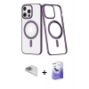MARSİLYAN™- iPhone 13 Pro Max Kılıf Yörünge Minimal - Siyah Bilvis 5in1 5D Magic Hayalet Cam Ekran Koruyucu + Pers Alüminyum Kamera Lens - SABE