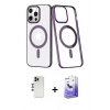 MARSİLYAN™- iPhone 13 Pro Max Kılıf Yörünge Minimal - Siyah Bilvis 5in1 5D Magic Hayalet Cam Ekran Koruyucu + Shine Kamera Lens - GD