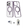 MARSİLYAN™- iPhone 13 Pro Max Kılıf Yörünge Minimal - Siyah Bilvis Hayalet Cam Ekran Koruyucu + Pers Alüminyum Kamera Lens - LT