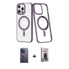 MARSİLYAN™- iPhone 13 Pro Max Kılıf Yörünge Minimal - Siyah Bilvis Hayalet Cam Ekran Koruyucu + Neon Fosforlu Kamera Lens - MI