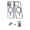 MARSİLYAN™- iPhone 13 Pro Max Kılıf Yörünge Minimal - Siyah Bilvis Hayalet Cam Ekran Koruyucu + Shine Kamera Lens Koruma Cam - PE