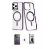 MARSİLYAN™- iPhone 13 Pro Max Kılıf Yörünge Minimal - Siyah Bilvis Hayalet Cam Ekran Koruyucu + Neon Fosforlu Kamera Lens - YL