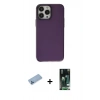 MARSİLYAN™- iPhone 13 Pro Max Kılıf Zirve Doku Koleksiyonu - Şeffaf 360 Full Body Arka Koruyucu + Shine Kamera Lens Koruma Cam - MI