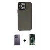 MARSİLYAN™- iPhone 13 Pro Max Kılıf Zirve Doku Koleksiyonu - Şeffaf 360 Full Body Arka Koruyucu + Neon Fosforlu Kamera Lens - BZ