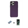 MARSİLYAN™- iPhone 13 Pro Max Kılıf Zirve Doku Koleksiyonu - Şeffaf 360 Full Body Arka Koruyucu + Shine Kamera Lens Koruma Cam - PE