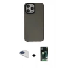 MARSİLYAN™- iPhone 13 Pro Max Kılıf Zirve Doku Koleksiyonu - Şeffaf 360 Full Body Arka Koruyucu + Pers Alüminyum Kamera Lens - LT