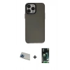 MARSİLYAN™- iPhone 13 Pro Max Kılıf Zirve Doku Koleksiyonu - Şeffaf 360 Full Body Arka Koruyucu + Rainbow Kamera Lens Koruma Cam - MI