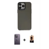 MARSİLYAN™- iPhone 13 Pro Max Kılıf Zirve Doku Koleksiyonu - Şeffaf Maxco Cam Ekran Koruyucu + Neon Fosforlu Kamera Lens - BZ