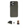 MARSİLYAN™- iPhone 13 Pro Max Kılıf Zirve Doku Koleksiyonu - Şeffaf Maxco Cam Ekran Koruyucu + Raze Metal Kamera Lens - GD