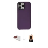 MARSİLYAN™- iPhone 13 Pro Max Kılıf Zirve Doku Koleksiyonu - Şeffaf Maxco Cam Ekran Koruyucu + Kırmızı Pers Alüminyum Kamera Lens