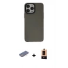 MARSİLYAN™- iPhone 13 Pro Max Kılıf Zirve Doku Koleksiyonu - Şeffaf Maxco Cam Ekran Koruyucu + Renkli Kamera Lens Koruma Cam - MI