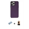 MARSİLYAN™- iPhone 13 Pro Max Kılıf Zirve Doku Koleksiyonu - Şeffaf Maxco Cam Ekran Koruyucu + Mavi Shine Kamera Lens Koruma Cam
