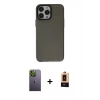 MARSİLYAN™- iPhone 13 Pro Max Kılıf Zirve Doku Koleksiyonu - Şeffaf Maxco Cam Ekran Koruyucu + Neon Fosforlu Kamera Lens - YL
