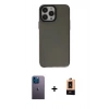MARSİLYAN™- iPhone 13 Pro Max Kılıf Zirve Doku Koleksiyonu - Şeffaf Maxco Cam Ekran Koruyucu + Neon Fosforlu Kamera Lens - MI