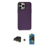 MARSİLYAN™- iPhone 13 Pro Max Kılıf Zirve Doku Koleksiyonu - Siyah 18D Cam Ekran Koruyucu + Raze Metal Kamera Lens - GD