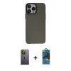 MARSİLYAN™- iPhone 13 Pro Max Kılıf Zirve Doku Koleksiyonu - Siyah 18D Cam Ekran Koruyucu + Neon Fosforlu Kamera Lens - YL