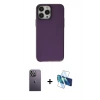 MARSİLYAN™- iPhone 13 Pro Max Kılıf Zirve Doku Koleksiyonu - Siyah 3D Antistatik Cam Ekran Koruyucu + Neon Fosforlu Kamera Lens - BZ