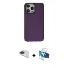 MARSİLYAN™- iPhone 13 Pro Max Kılıf Zirve Doku Koleksiyonu - Siyah 3D Antistatik Cam Ekran Koruyucu + Pers Alüminyum Kamera Lens - LT