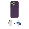 MARSİLYAN™- iPhone 13 Pro Max Kılıf Zirve Doku Koleksiyonu - Siyah 3D Antistatik Cam Ekran Koruyucu + Shine Kamera Lens - GD