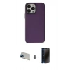 MARSİLYAN™- iPhone 13 Pro Max Kılıf Zirve Doku Koleksiyonu - Siyah 3D Antistatik Hayalet Cam Ekran Koruyucu + Rainbow Kamera Lens Koruma Cam - MI