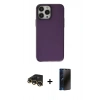 MARSİLYAN™- iPhone 13 Pro Max Kılıf Zirve Doku Koleksiyonu - Siyah 3D Antistatik Hayalet Cam Ekran Koruyucu + Raze Metal Kamera Lens - GD