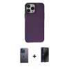 MARSİLYAN™- iPhone 13 Pro Max Kılıf Zirve Doku Koleksiyonu - Siyah 3D Antistatik Hayalet Cam Ekran Koruyucu + Neon Fosforlu Kamera Lens - MI