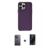 MARSİLYAN™- iPhone 13 Pro Max Kılıf Zirve Doku Koleksiyonu - Siyah 3D Antistatik Hayalet Cam Ekran Koruyucu + Neon Fosforlu Kamera Lens - YL