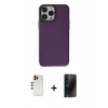 MARSİLYAN™- iPhone 13 Pro Max Kılıf Zirve Doku Koleksiyonu - Siyah 3D Antistatik Hayalet Cam Ekran Koruyucu + Shine Kamera Lens - GD