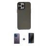 MARSİLYAN™- iPhone 13 Pro Max Kılıf Zirve Doku Koleksiyonu - Siyah 3D Antistatik Hayalet Cam Ekran Koruyucu + Neon Fosforlu Kamera Lens - MI