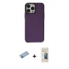 MARSİLYAN™- iPhone 13 Pro Max Kılıf Zirve Doku Koleksiyonu - Siyah 6D Mat Seramik Hayalet Nano Ekran Koruyucu + Shine Kamera Lens Koruma Cam - MI