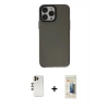 MARSİLYAN™- iPhone 13 Pro Max Kılıf Zirve Doku Koleksiyonu - Siyah 6D Mat Seramik Hayalet Nano Ekran Koruyucu + Shine Kamera Lens - GD