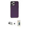 MARSİLYAN™- iPhone 13 Pro Max Kılıf Zirve Doku Koleksiyonu - Siyah 6D Mat Seramik Hayalet Nano Ekran Koruyucu + Mavi Rainbow Kamera Lens Koruma Cam