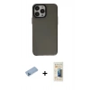MARSİLYAN™- iPhone 13 Pro Max Kılıf Zirve Doku Koleksiyonu - Siyah 6D Mat Seramik Hayalet Nano Ekran Koruyucu + Shine Kamera Lens Koruma Cam - MI