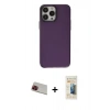 MARSİLYAN™- iPhone 13 Pro Max Kılıf Zirve Doku Koleksiyonu - Siyah 6D Mat Seramik Hayalet Nano Ekran Koruyucu + Rainbow Kamera Lens Koruma Cam - KI