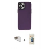 MARSİLYAN™- iPhone 13 Pro Max Kılıf Zirve Doku Koleksiyonu - Siyah 6D Mat Seramik Hayalet Nano Ekran Koruyucu + Pers Alüminyum Kamera Lens - GD