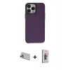 MARSİLYAN™- iPhone 13 Pro Max Kılıf Zirve Doku Koleksiyonu - Siyah Bilvis 3D Cam Ekran Koruyucu + Rainbow Kamera Lens Koruma Cam - BZ