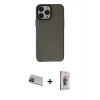 MARSİLYAN™- iPhone 13 Pro Max Kılıf Zirve Doku Koleksiyonu - Siyah Bilvis 3D Cam Ekran Koruyucu + Rainbow Kamera Lens Koruma Cam - MI