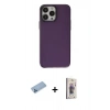 MARSİLYAN™- iPhone 13 Pro Max Kılıf Zirve Doku Koleksiyonu - Siyah Bilvis 3D Cam Ekran Koruyucu + Mavi Shine Kamera Lens Koruma Cam