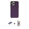 MARSİLYAN™- iPhone 13 Pro Max Kılıf Zirve Doku Koleksiyonu - Siyah Bilvis 3D Cam Ekran Koruyucu + Renkli Kamera Lens Koruma Cam - PE