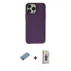MARSİLYAN™- iPhone 13 Pro Max Kılıf Zirve Doku Koleksiyonu - Siyah Bilvis 3D Cam Ekran Koruyucu + Pembe Shine Kamera Lens Koruma Cam