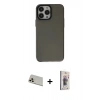 MARSİLYAN™- iPhone 13 Pro Max Kılıf Zirve Doku Koleksiyonu - Siyah Bilvis 3D Cam Ekran Koruyucu + Rainbow Kamera Lens Koruma Cam - REGD