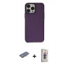 MARSİLYAN™- iPhone 13 Pro Max Kılıf Zirve Doku Koleksiyonu - Siyah Bilvis 3D Cam Ekran Koruyucu + Renkli Kamera Lens Koruma Cam - MI