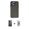 MARSİLYAN™- iPhone 13 Pro Max Kılıf Zirve Doku Koleksiyonu - Siyah Bilvis 3D Cam Ekran Koruyucu + Neon Fosforlu Kamera Lens - YL