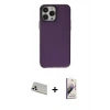 MARSİLYAN™- iPhone 13 Pro Max Kılıf Zirve Doku Koleksiyonu - Siyah Bilvis 3D Mat Cam Ekran Koruyucu + Rainbow Kamera Lens Koruma Cam - BZ