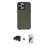 MARSİLYAN™- iPhone 13 Pro Max Kılıf Zirve Doku Koleksiyonu - Siyah Bilvis 3D Mat Cam Ekran Koruyucu + Raze Metal Kamera Lens - GD