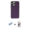 MARSİLYAN™- iPhone 13 Pro Max Kılıf Zirve Doku Koleksiyonu - Siyah Bilvis 3D Mat Cam Ekran Koruyucu + Shine Kamera Lens Koruma Cam - MI