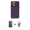MARSİLYAN™- iPhone 13 Pro Max Kılıf Zirve Doku Koleksiyonu - Siyah Bilvis 3D Mat Cam Ekran Koruyucu + Neon Fosforlu Kamera Lens - YL