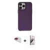 MARSİLYAN™- iPhone 13 Pro Max Kılıf Zirve Doku Koleksiyonu - Siyah Bilvis 3D Mat Cam Ekran Koruyucu + Pers Alüminyum Kamera Lens - KI