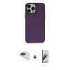 MARSİLYAN™- iPhone 13 Pro Max Kılıf Zirve Doku Koleksiyonu - Siyah Bilvis 3D Mat Cam Ekran Koruyucu + Pers Alüminyum Kamera Lens - LT