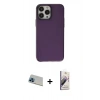 MARSİLYAN™- iPhone 13 Pro Max Kılıf Zirve Doku Koleksiyonu - Siyah Bilvis 3D Mat Cam Ekran Koruyucu + Rainbow Kamera Lens Koruma Cam - MI